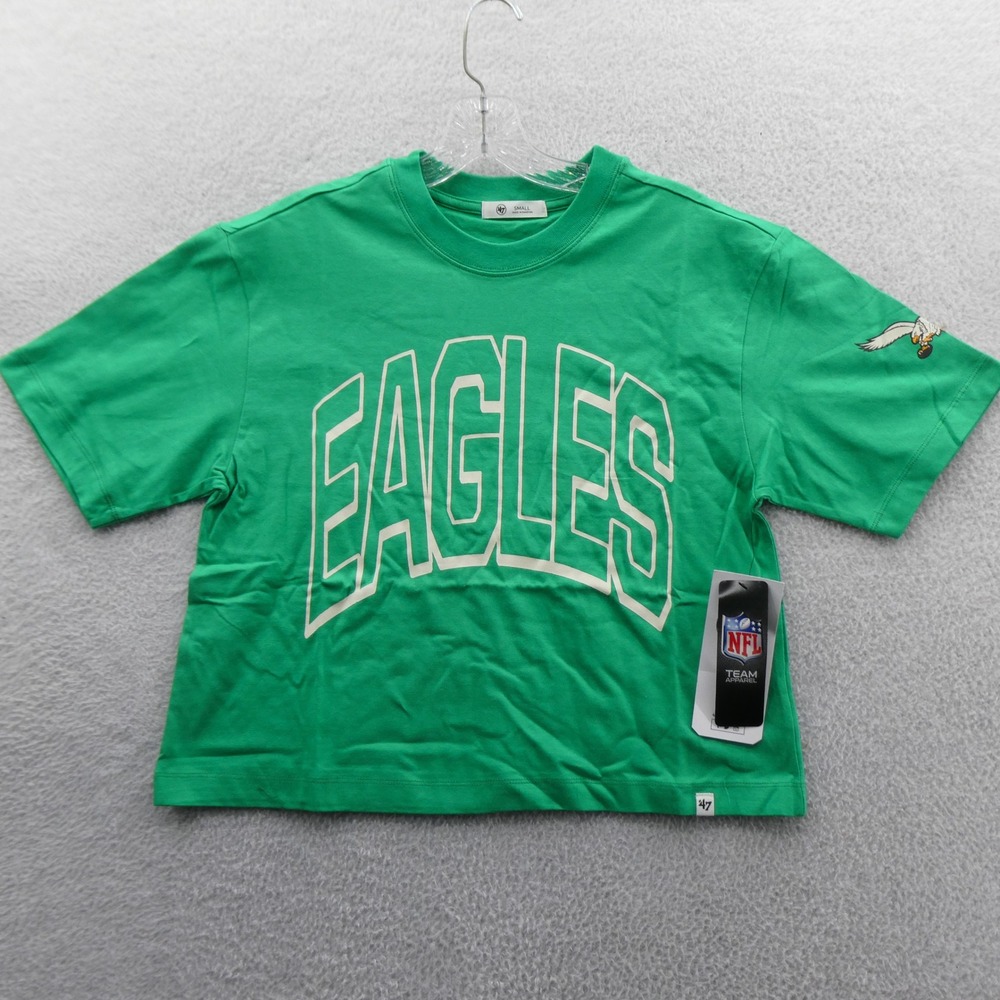 47 Brand Shirt Women Small Philadelphia Eagles Green Cropped Cotton NFL